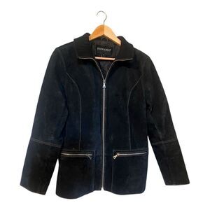 Bernardo Women's M Suede Leather Penny Lane Jacket Black Winter City Chic Coat